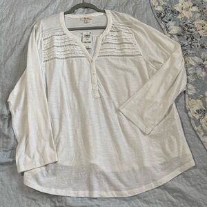 Style & Co. White Blouse Relaxed Fit V-Neck